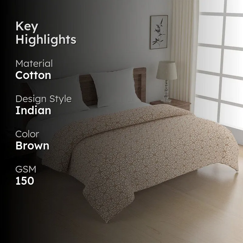 Swayam Daksha Ethnic Cotton Comforter (Brown) - 150 GSM media 2