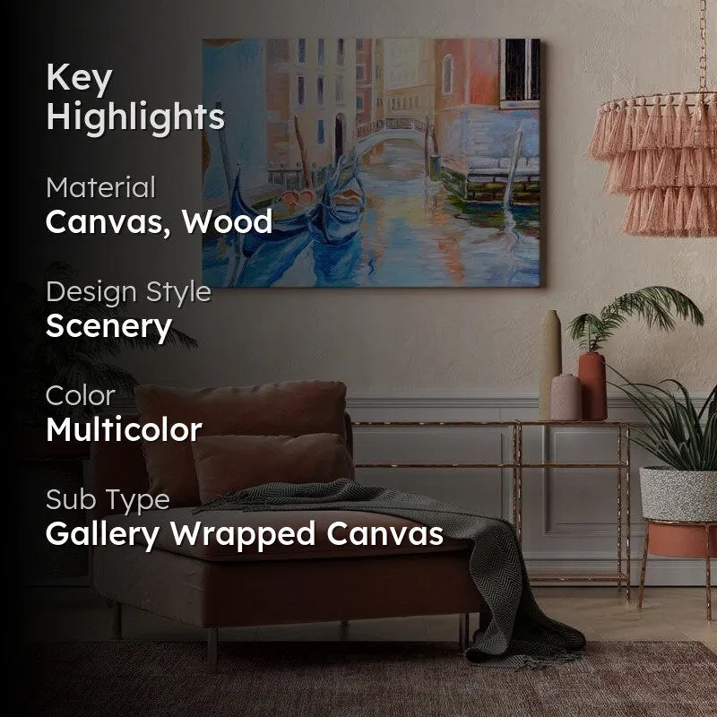 Gondola In Venice Canvas Wall Painting - Gallery Wrap media 2
