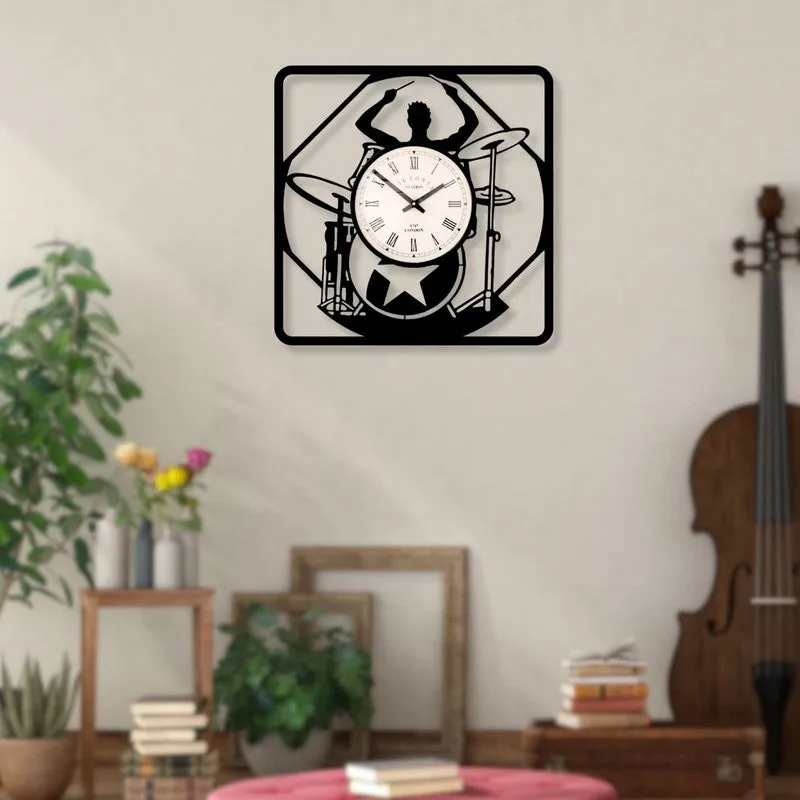 EchoWave Steel Analog Wall Clock - Black media 3