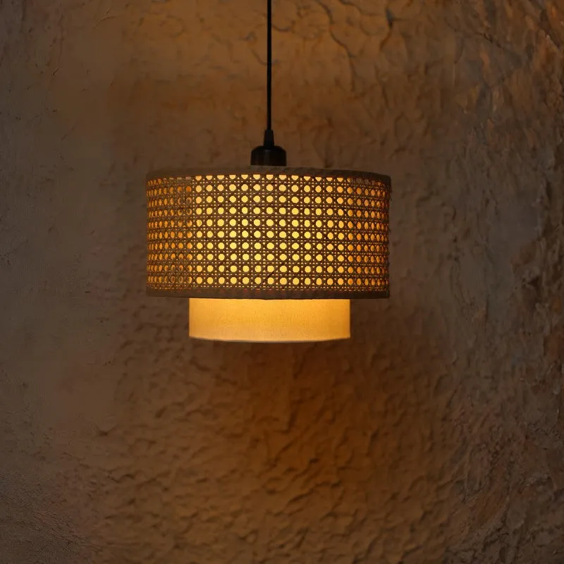 Darlinor Rattan Boho Ceiling Lamp - Brown media 3