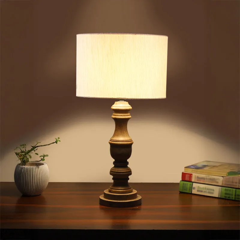 Cotin I Carve Wooden Table Lamp - Beige,Brown media 1