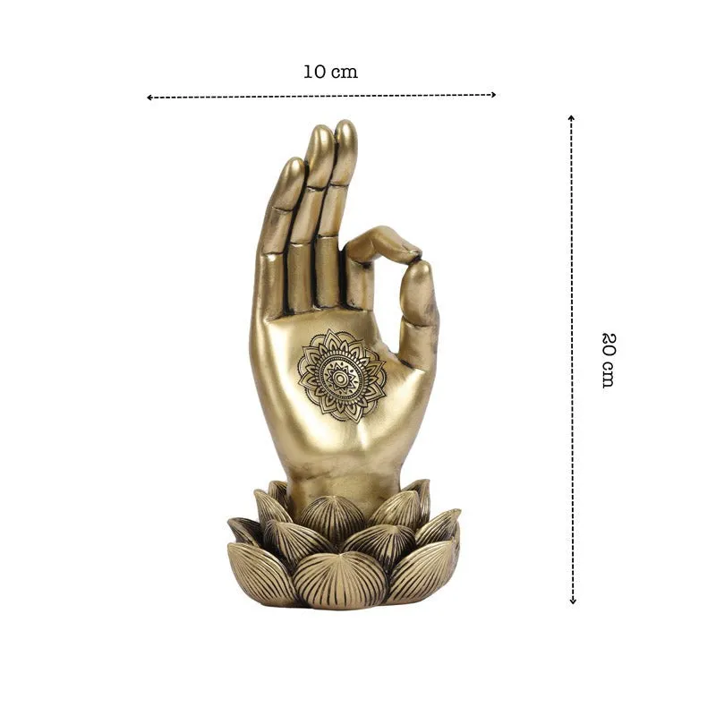 Ornate Buddha Lotus Palm Showpiece media 7