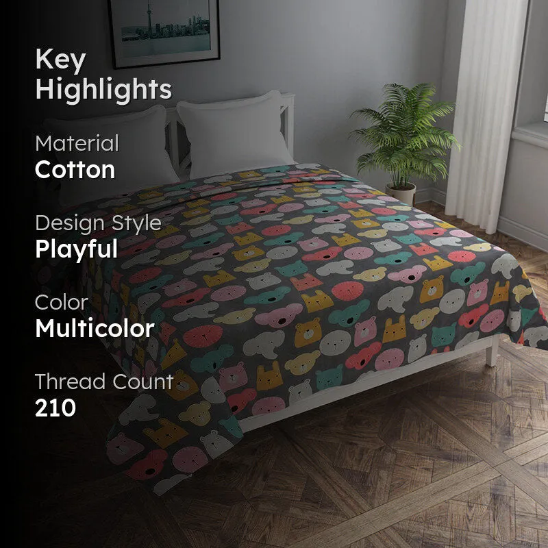 Paws & Faces Kids' Cotton Duvet Cover - 210 TC media 2