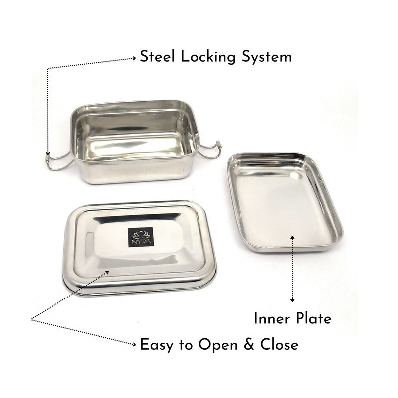 Krish Bliss Square Stainless Steel Tiffin & Lunch Box - 400 ML media 3