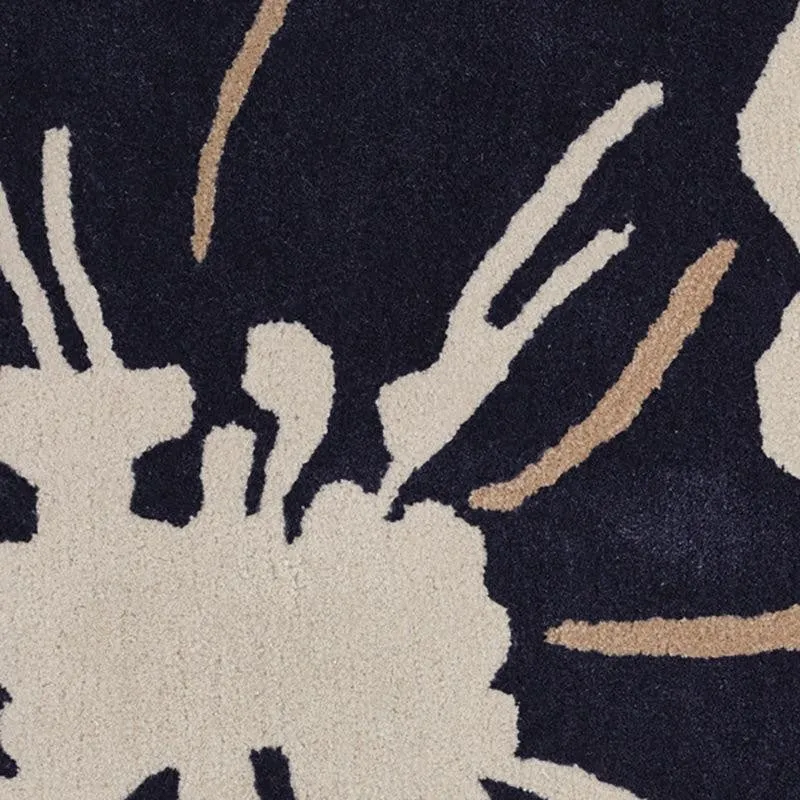 Anrion Hand Tufted Floral Wool & Nylon Carpet - Navy Blue media 4