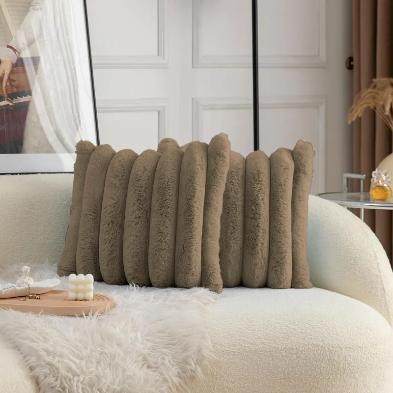 Stripe Luxe Cushion Cover Set (Light Brown) - Set Of Two media 3