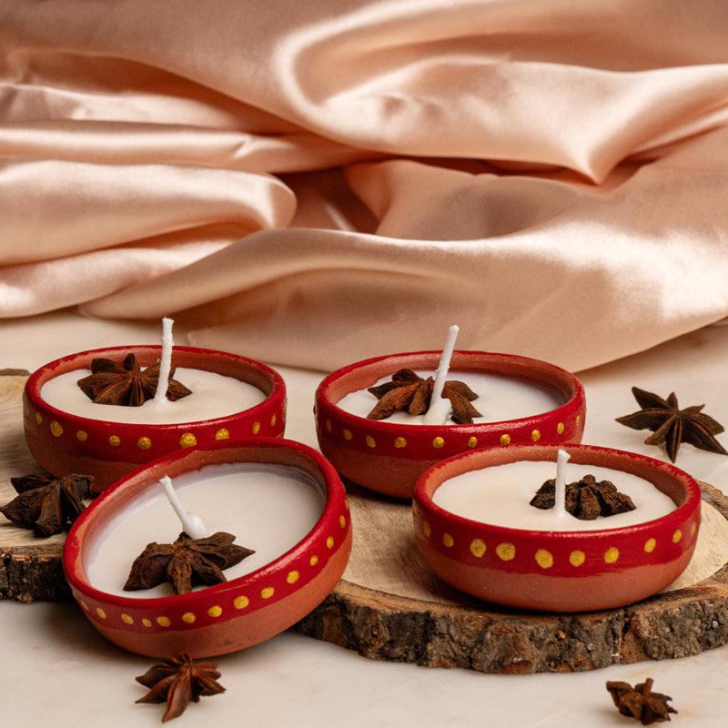 Miya Handpainted Cinnamon Scented Candle - Set Of Four media 3