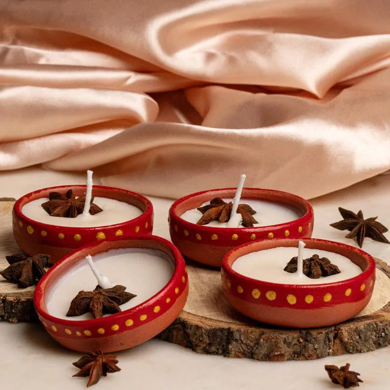 Miya Handpainted Cinnamon Scented Candle - Set Of Four media 3