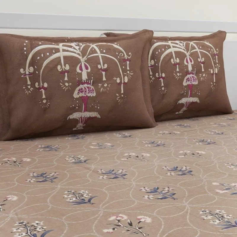 Jitika Printed Cotton Bedsheet (Brown) - 180 TC media 5