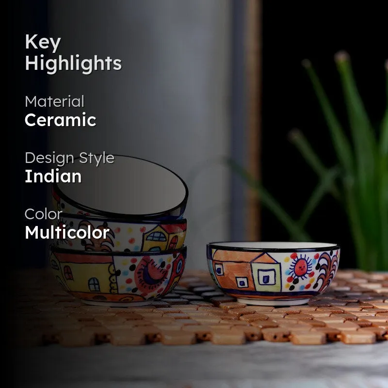 Katoriq Ceramic Snack Bowls (Multicolor, 180 mL Each) - Set Of Four media 2