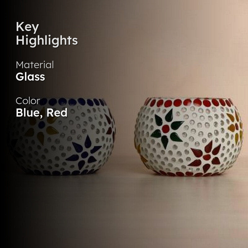 Vanya Mosaic Glass Tealight Candle Holder - Set Of Two media 2