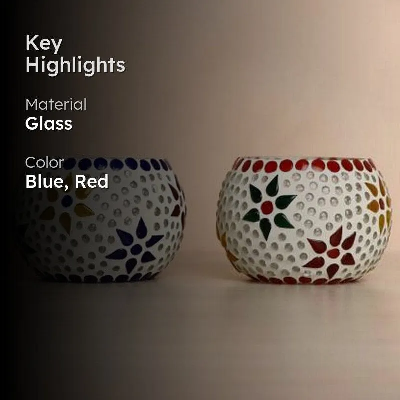 Vanya Mosaic Glass Tealight Candle Holder - Set Of Two media 2