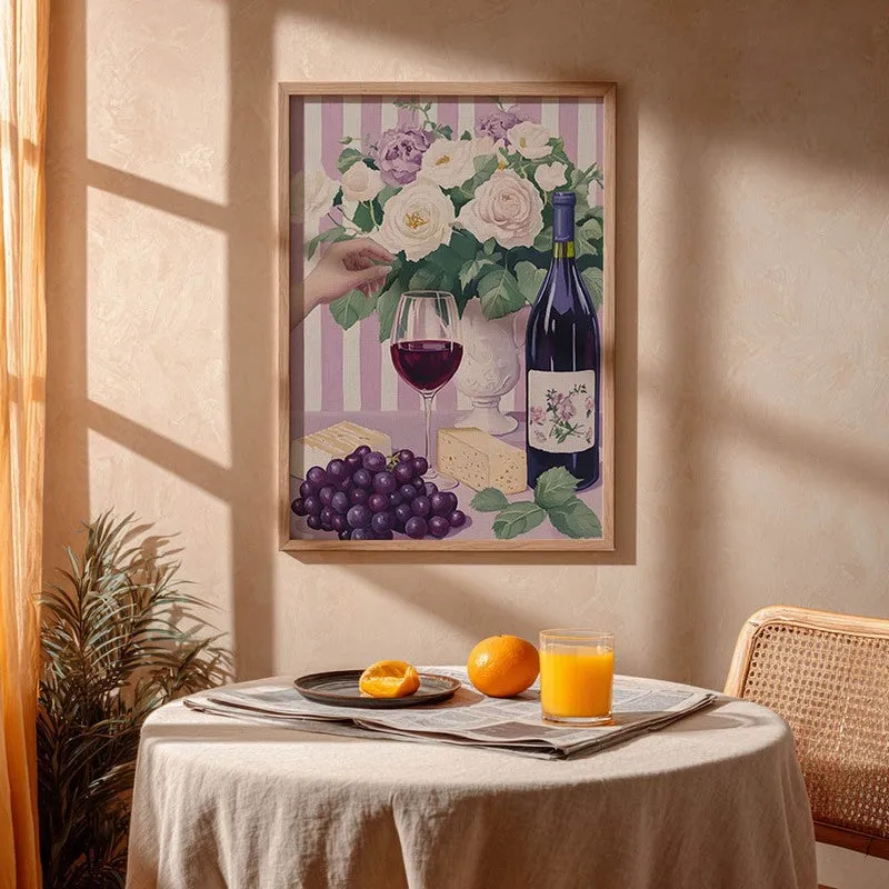 Floral Wine Archival Canvas Wall Art - Brown media 5