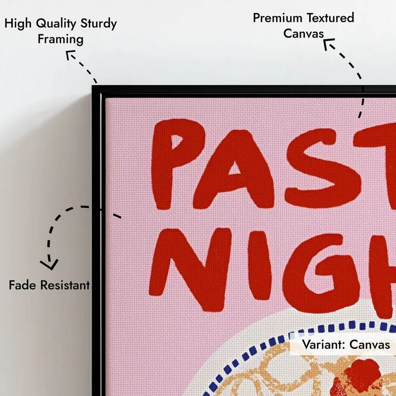 Pasta Night Archival Canvas Wall Art - Black media 7