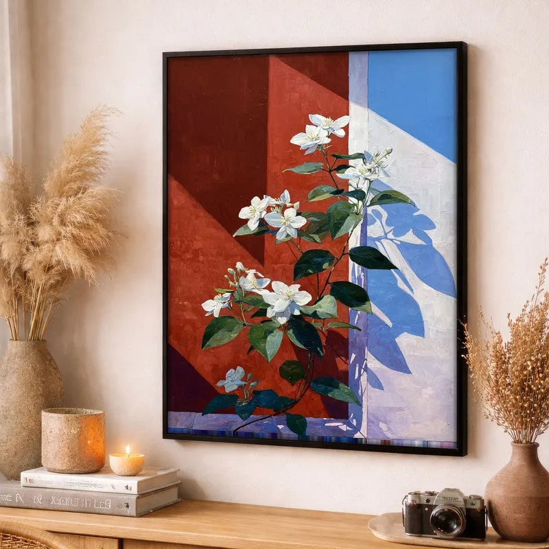 Scarlet Petals Canvas Wall Painting - Black Frame media 3