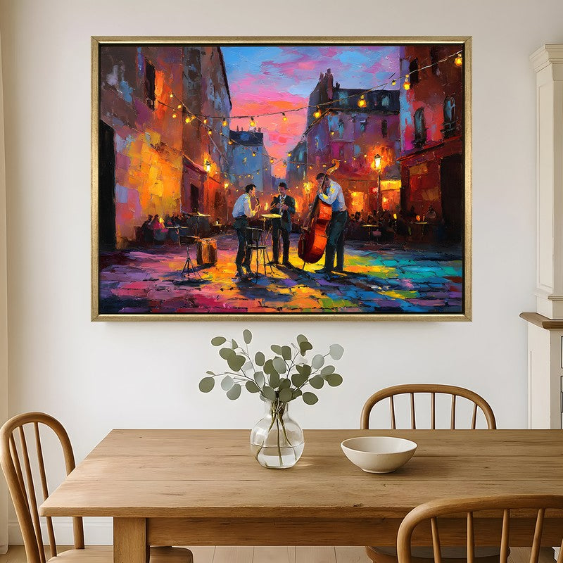 Twilight Street Canvas Wall Painting With Frame