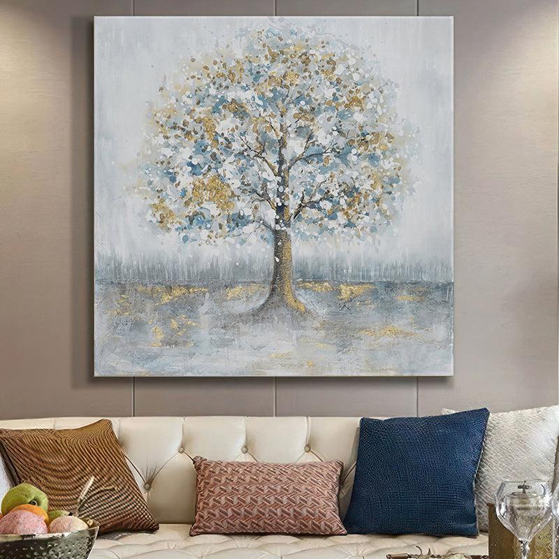 Tranquil Tree With White And Golden Foliage Wall Painting
