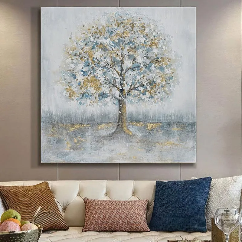 Tranquil Tree With White And Golden Foliage Wall Painting media 1