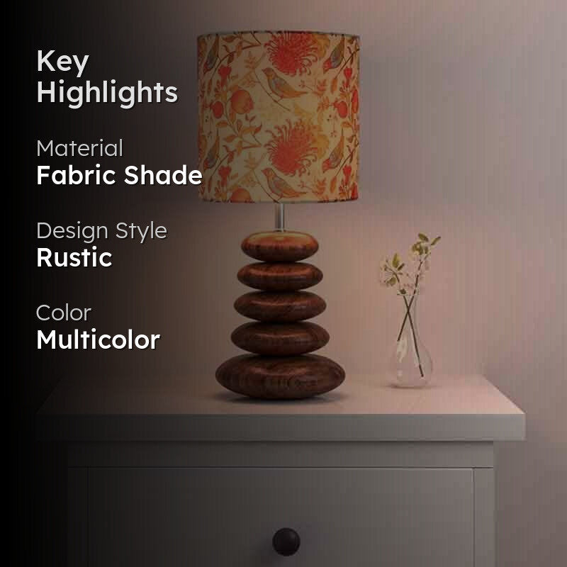 Amber Bubble Fabric Table Lamp - Multicolor media 2