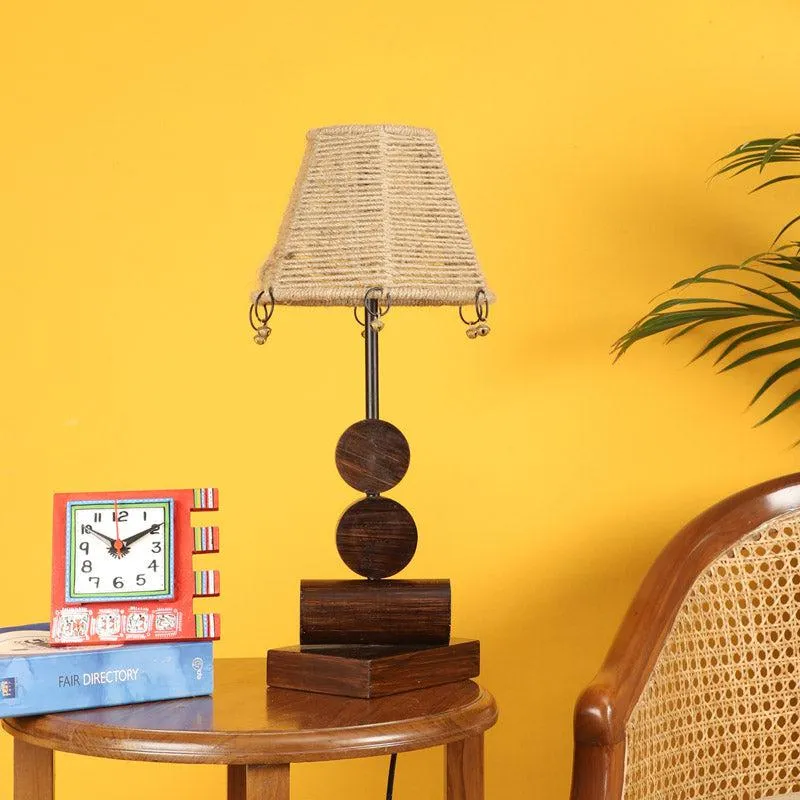 Rajni Wooden & Jute Table Lamp - Brown,Beige media 3