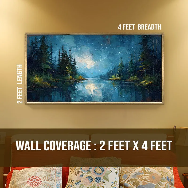 Celestial Lake Canvas Wall Painting With Frame media 8