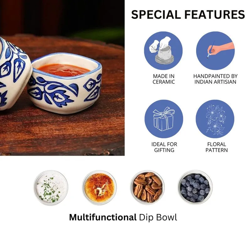 Savorelle Ceramic Dip Bowls (Blue,White ,40 mL Each) - Set Of Six media 5