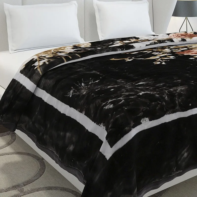 Monte Carlo Midnight Blossom Blanket(Black,Beige) - 947 GSM media 3