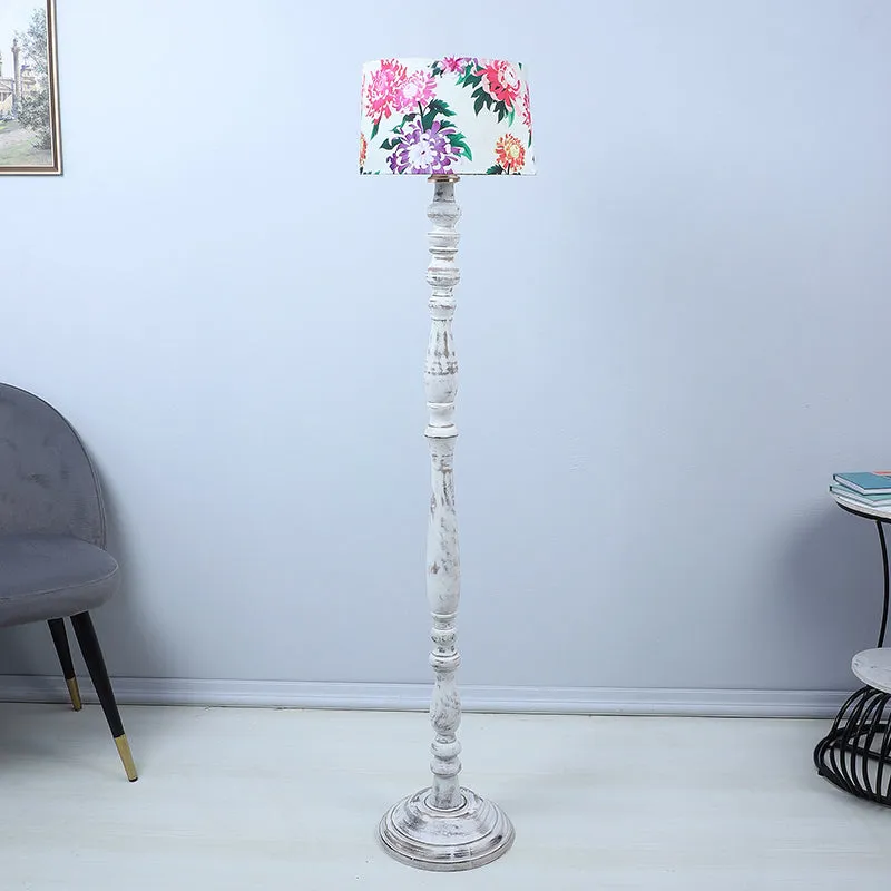 Miyabi Totem Printed Mango Wood Floor Lamp - White media 3