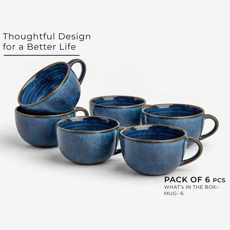 Cuddle Ceramic Tea Cup (250 mL Each),Dark Blue) - Set Of Six media 3