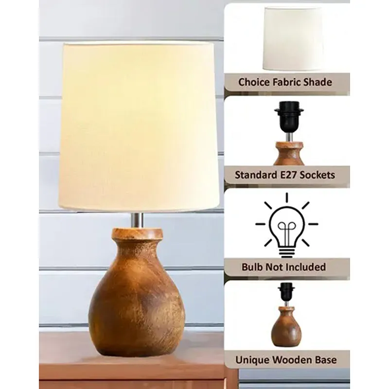 Eleera Wooden Table Lamp - White,Brown media 5