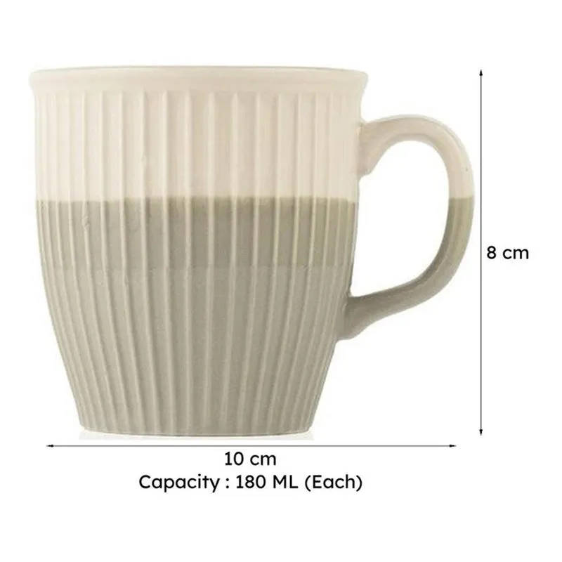 Seraphine Porcelain Tea Cup (180 mL Each,Grey) - Set Of Six media 9