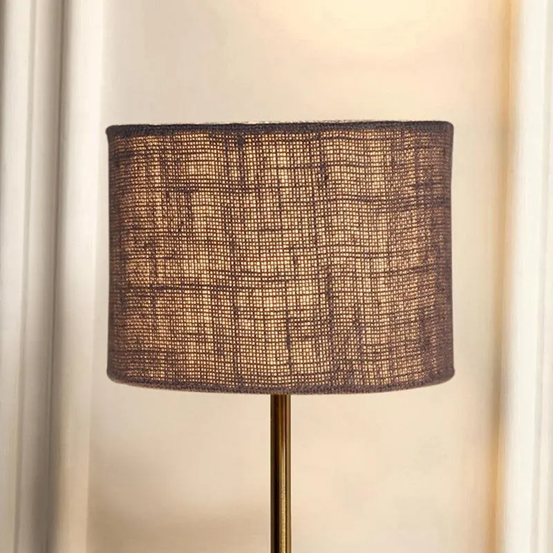 Loft Gleam Jute & Metal Table Lamp (Drum) - Grey,Gold media 3
