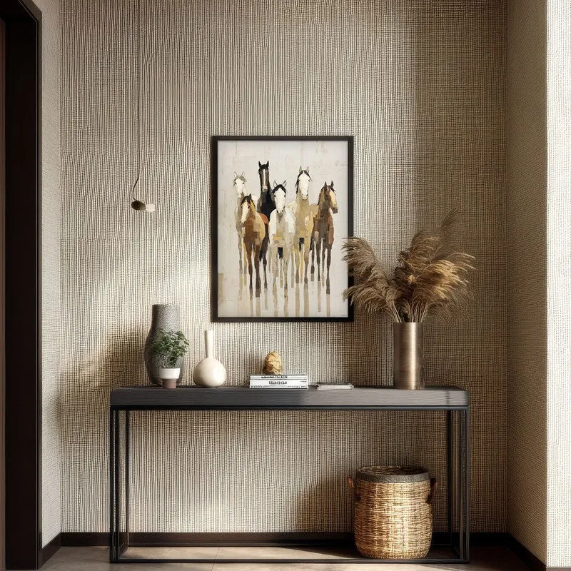 Flowing Horse Wall Painting With Black Frame media 7