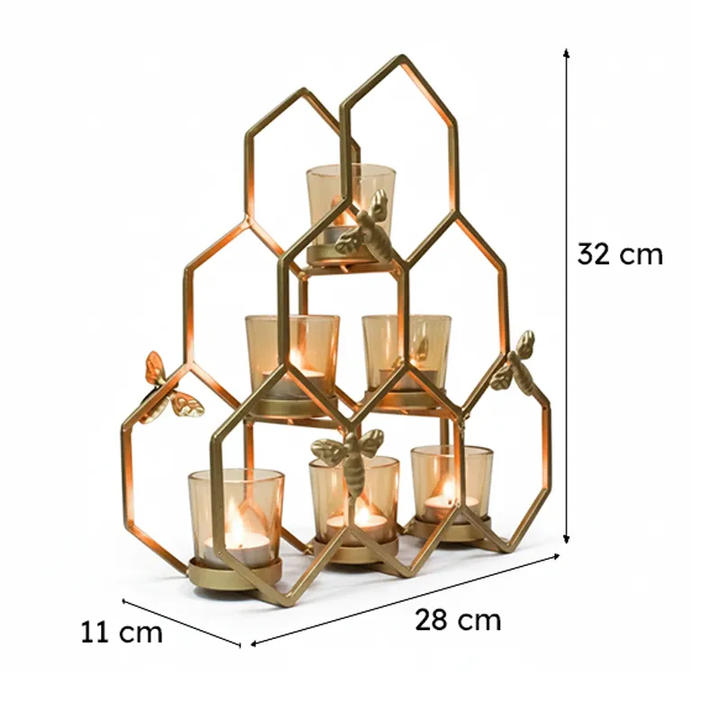 Kailan Pyramid Tealight Holder - Gold media 6
