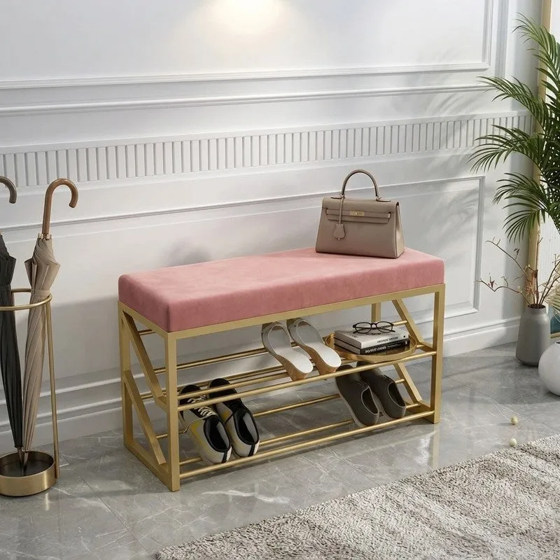 Robust Metal Shoe Rack - Gold,Maroon media 1