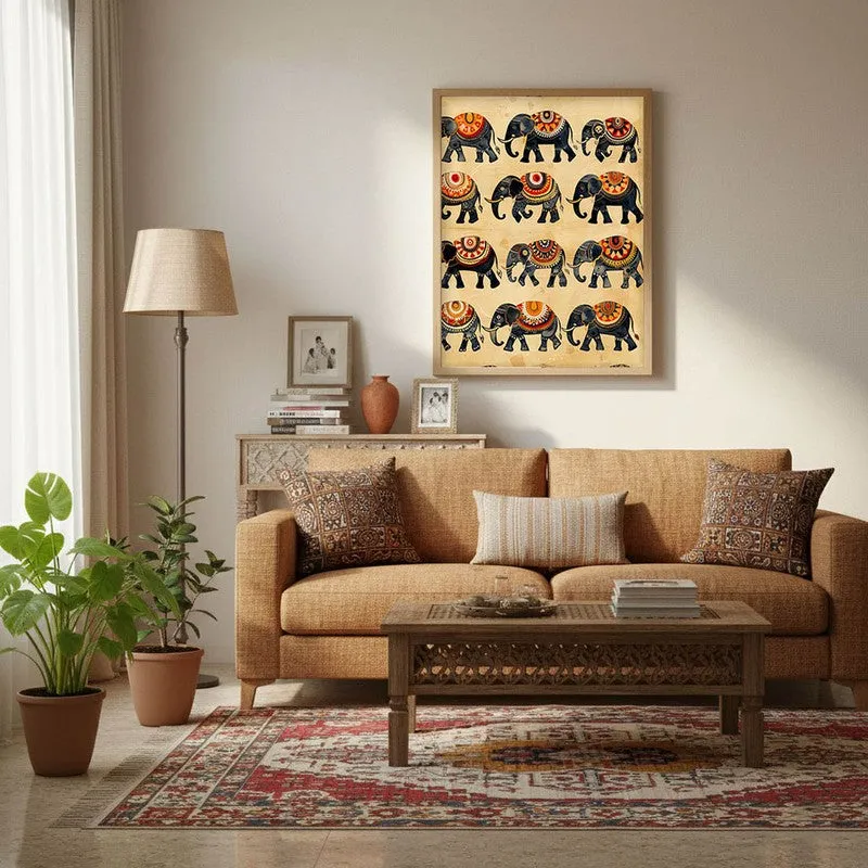 Hathira Canvas Wall Painting With Brown Frame media 3