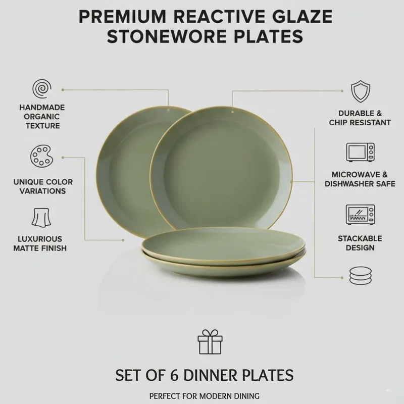 Ceramic Dinner Plates (Green) - Set of Six media 6