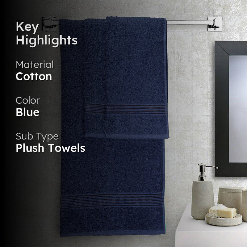 Eva Quick Dry Towel Combo (Dark Blue) - Three Piece Set media 2