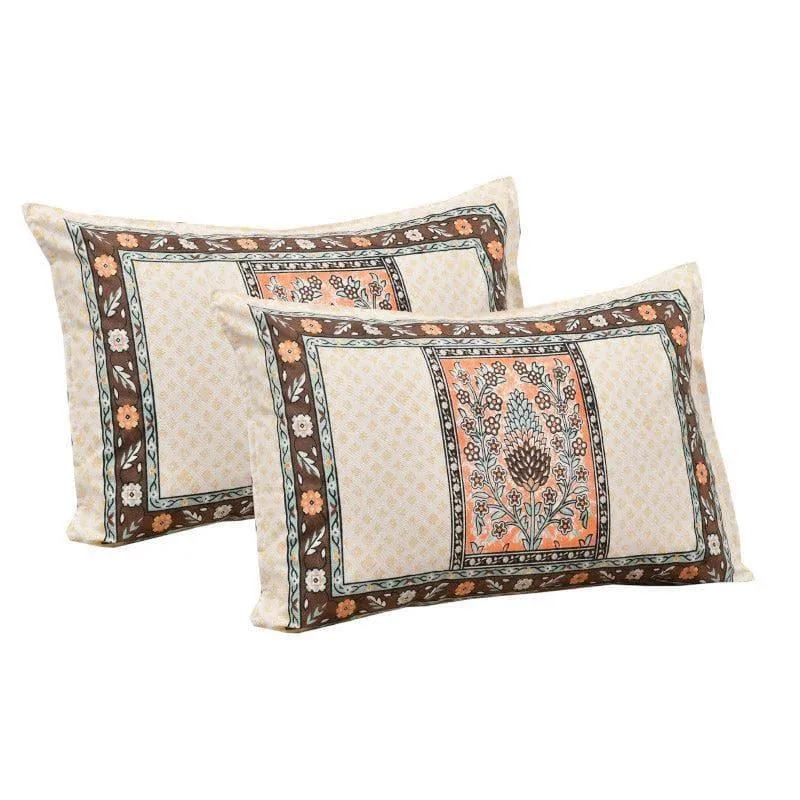 Parth Ethnic Cotton Bedsheet (Peach) - 160 TC media 4