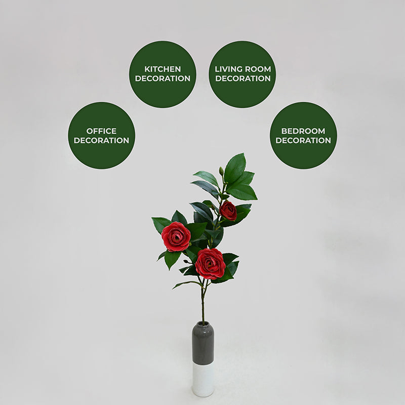 Edeina Artificial Rose Without Pot (Red) - 93 cm (3.1 ft) media 4