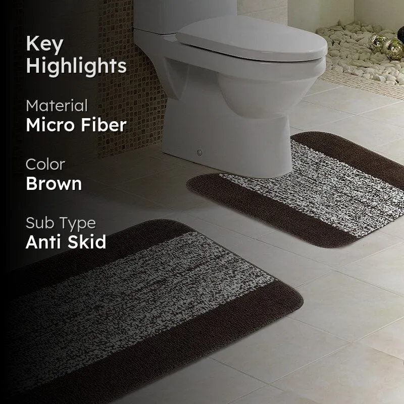 Marvis Anti Skid Bath Mat & Contour Mat (Brown)- Six Piece Set media 2