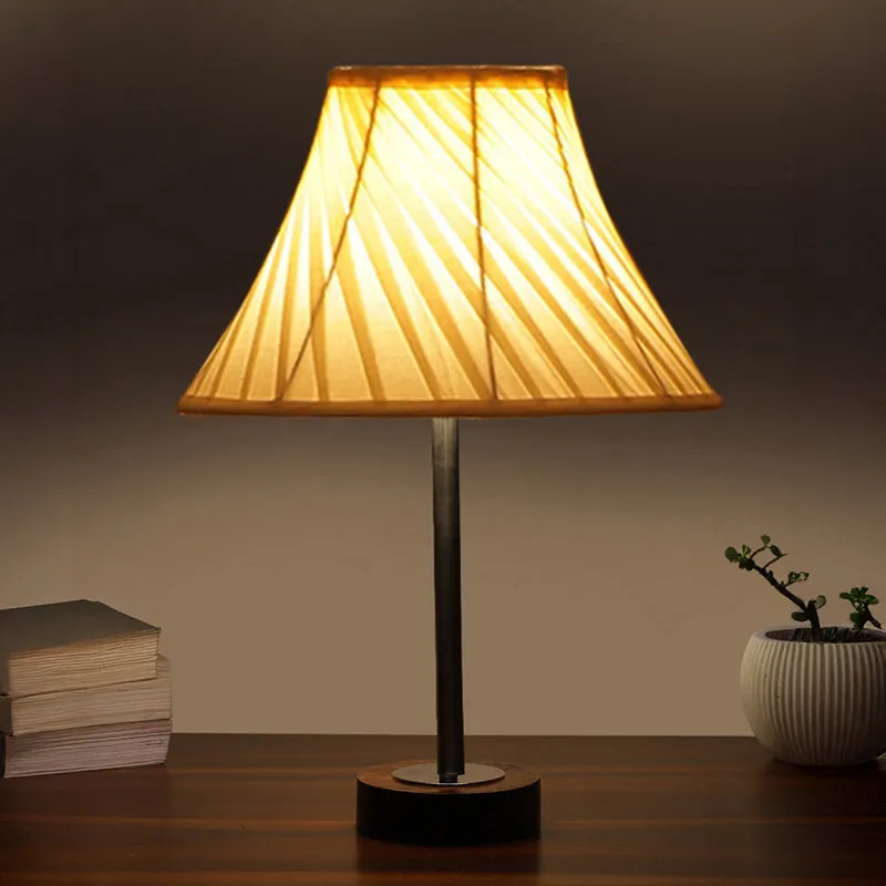 Twistra Rodin Wooden Table Lamp - OffWhite,Silver,Brown media 1