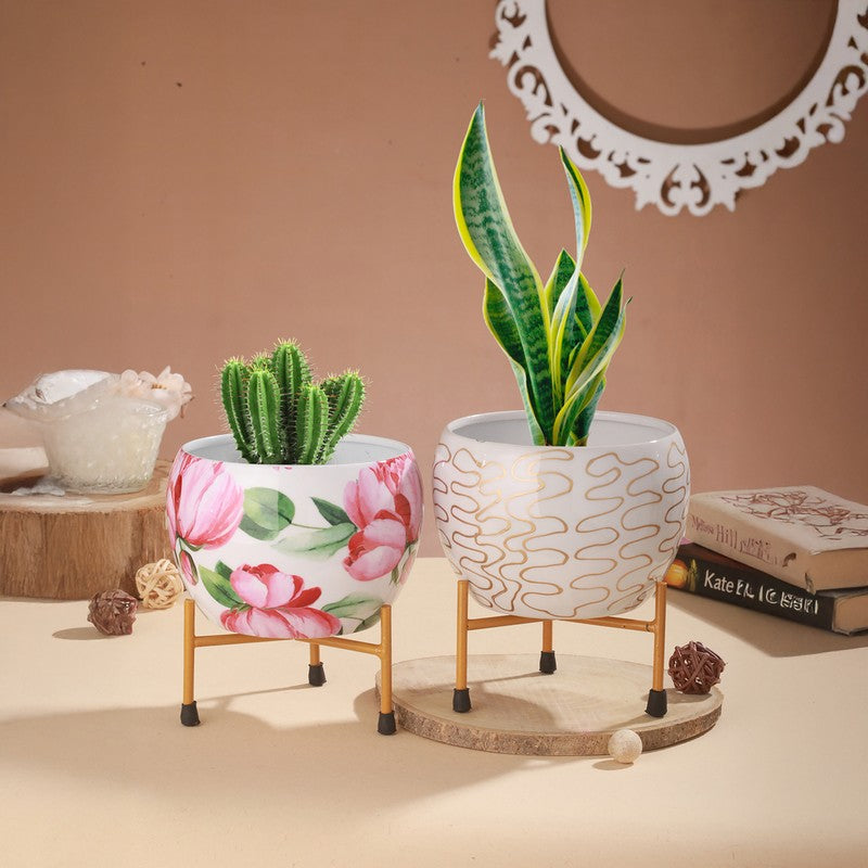 Botanique Charm Metal Planter with Stand - Multicolor media 4