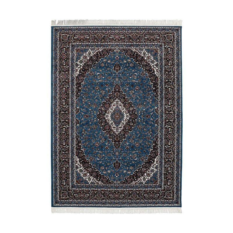 Riti Rang Artificial Silk Carpet - Blue