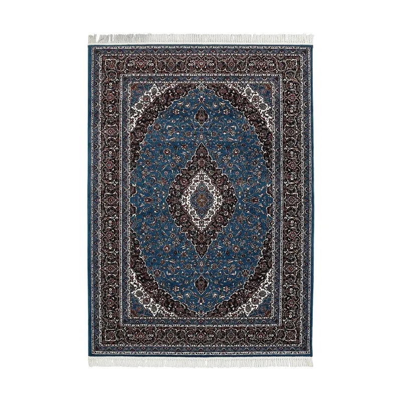 Riti Rang Artificial Silk Carpet - Blue media 1