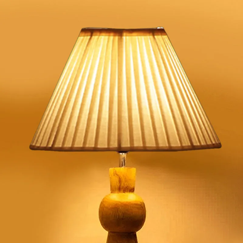 Angler Grace Pleated Wooden Table Lamp - White,Brown media 4