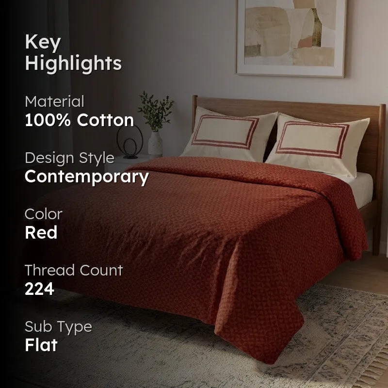 Pixel Nest Cotton Bedsheet (Red) - 224 TC media 2