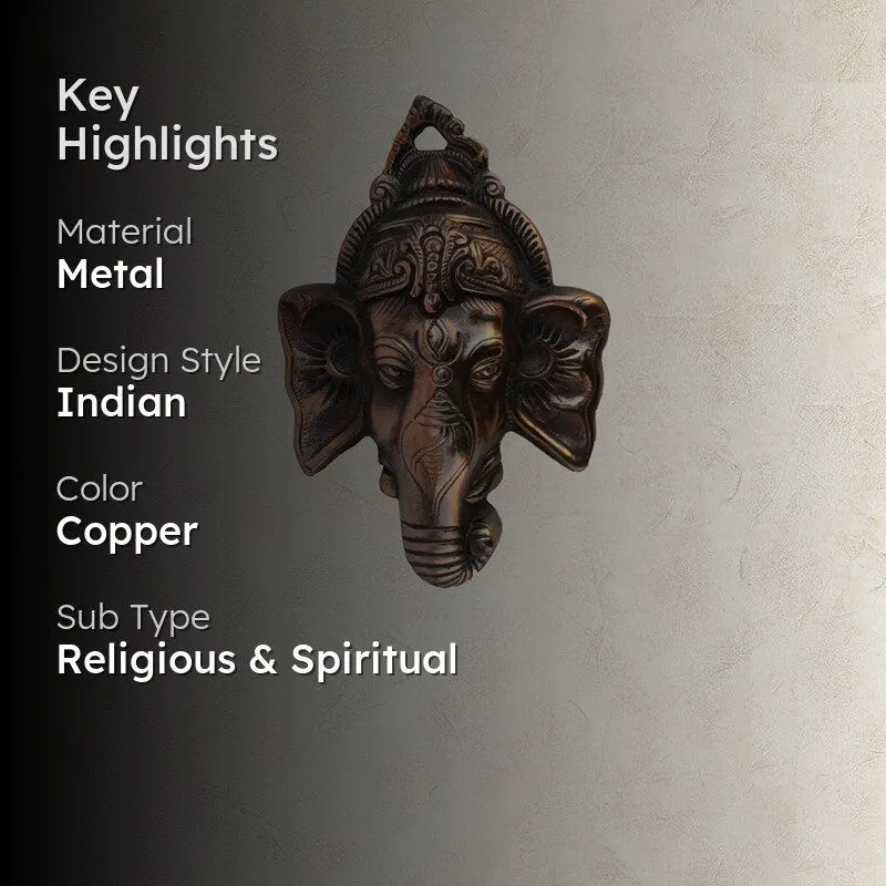Antique Vigneshawara Religious Metal Wall Accent media 2