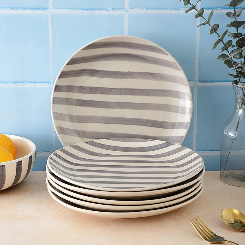 Cross Strips Ceramic Dinner Plate - Set Of Six media 1