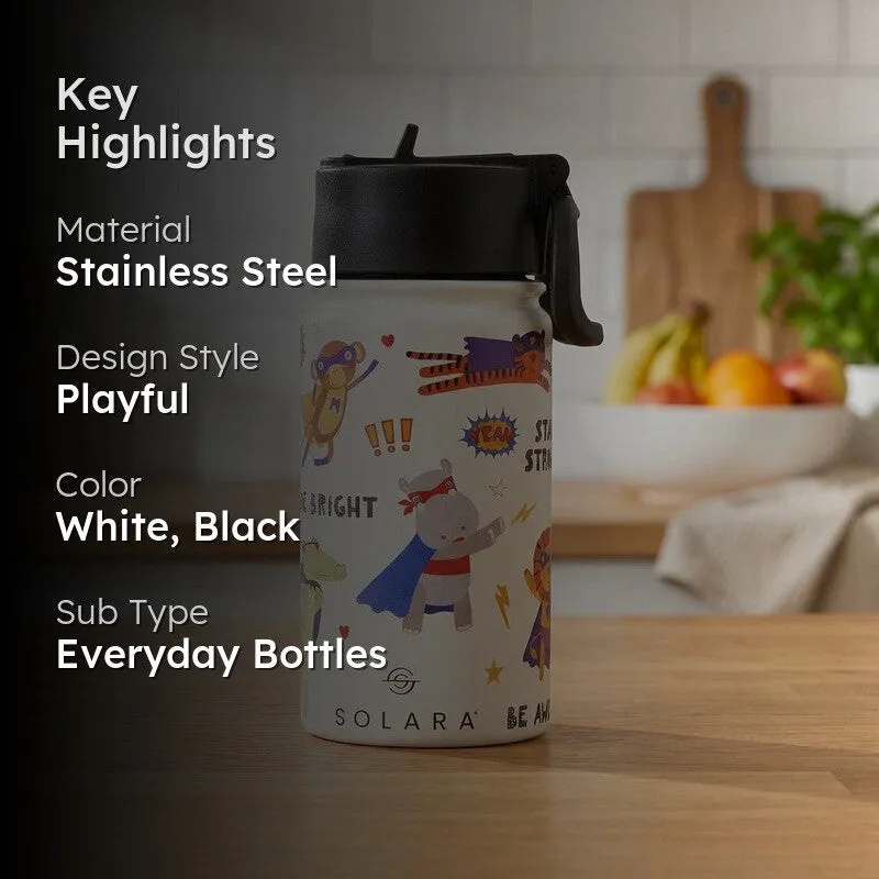 Solara Insulated Stainless Steel Bottle (450 mL) - White,Black - 2